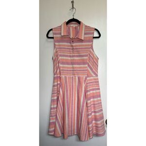 Entro retro linen striped mini dress size L.